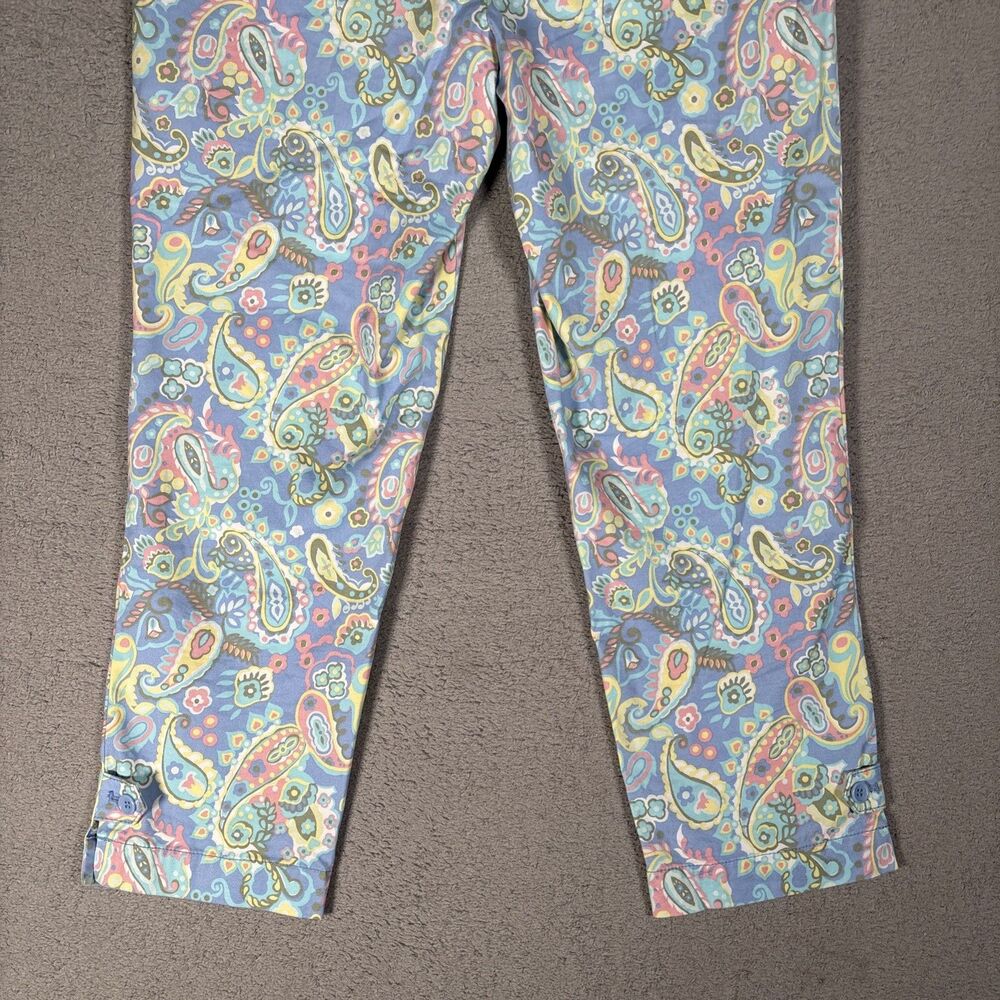 Talbots Perfect Crop Pants Womens Size 8 Paisley Powder Blue Blush Pink Bohemian - Picture 13 of 14